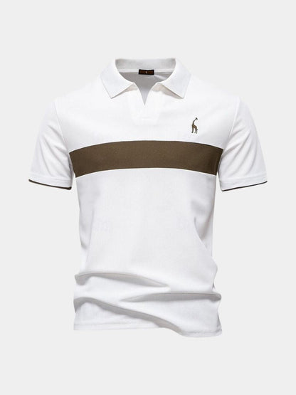 Nicholas | White Contrast-Stripe Polo