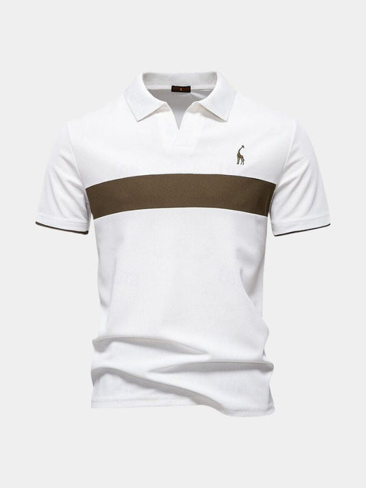 Nicholas | White Contrast-Stripe Polo