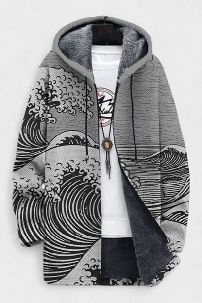 Natasha | Ocean Wave Hooded Zip Jacket