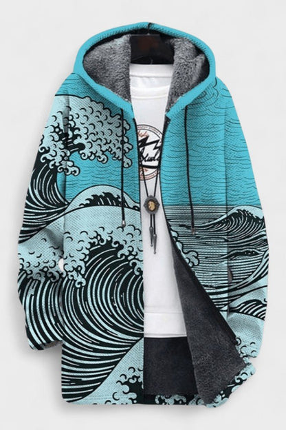 Natasha | Ocean Wave Hooded Zip Jacket