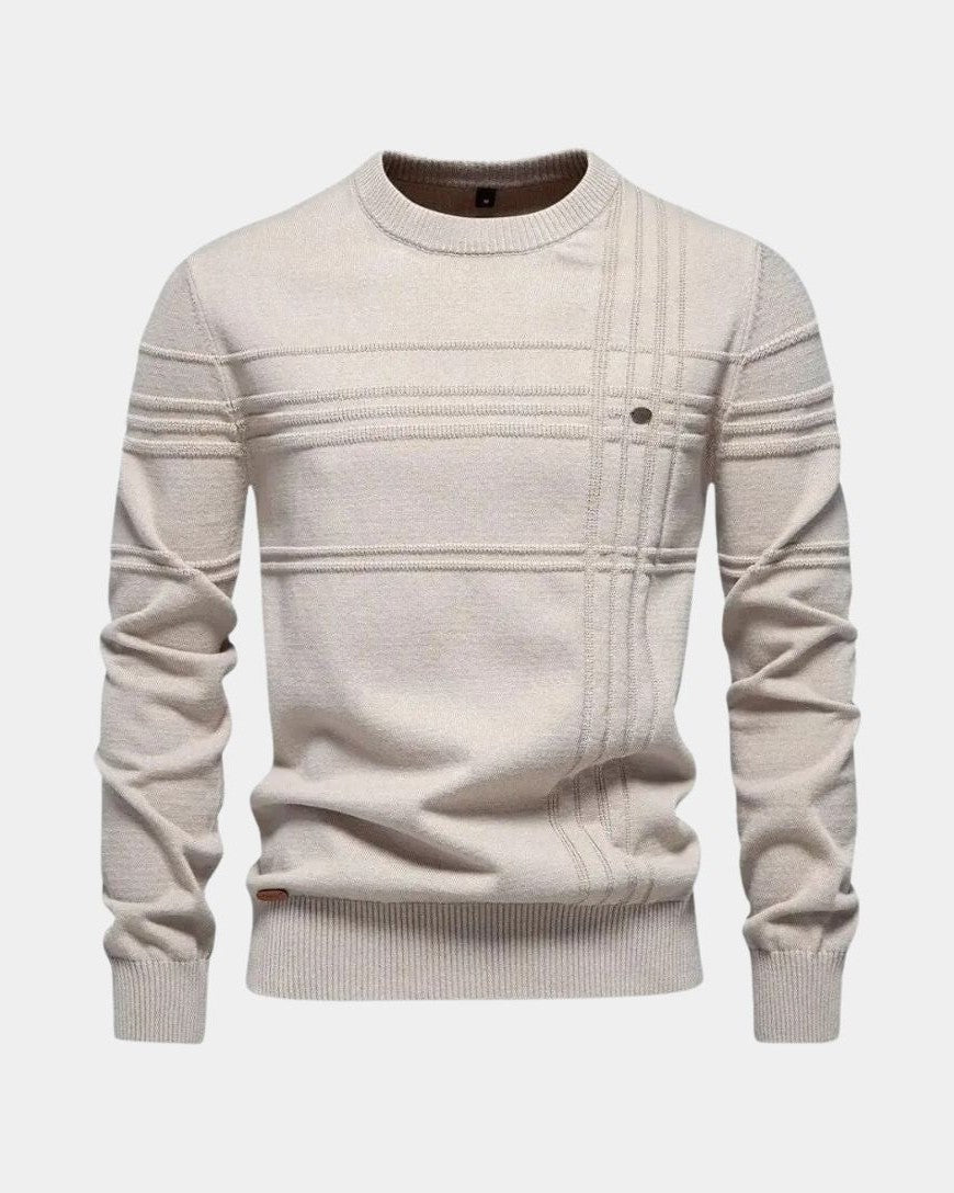 Noel | Cream Striped Crew-Neck Jumper