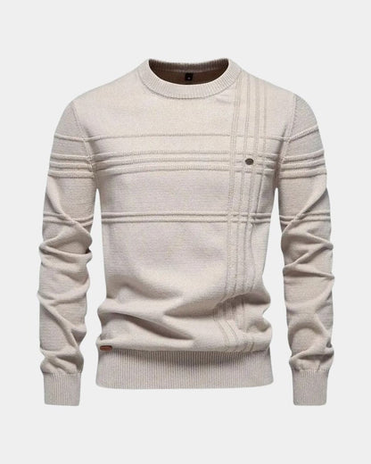 Noel | Cream Striped Crew-Neck Jumper