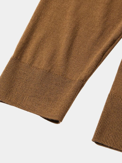 Noel | Brown Long-Sleeve Open-Collar Polo