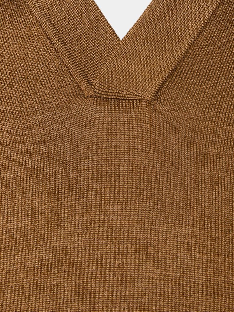 Noel | Brown Long-Sleeve Open-Collar Polo