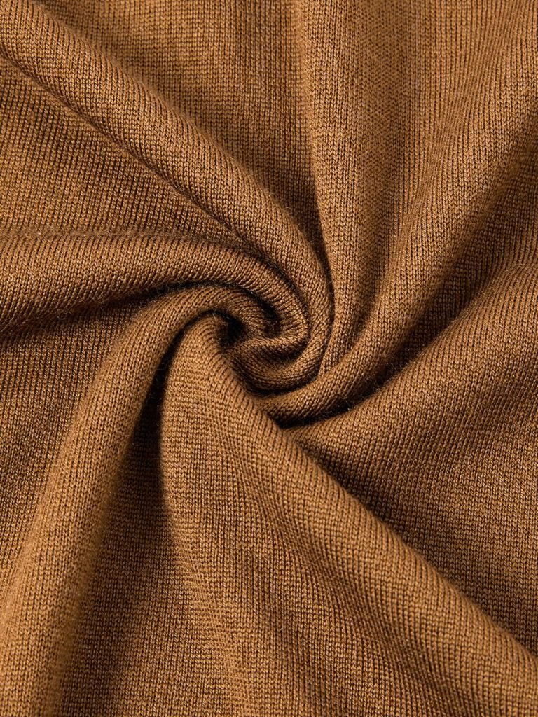 Noel | Brown Long-Sleeve Open-Collar Polo