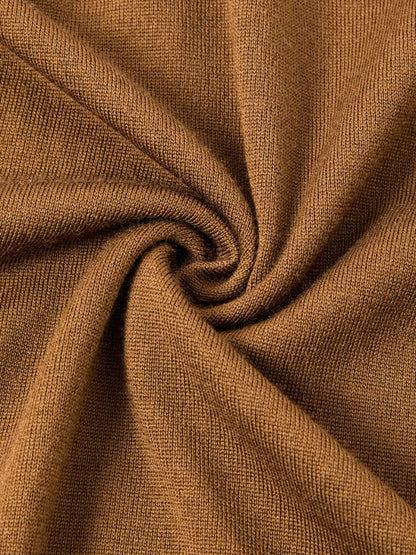 Noel | Brown Long-Sleeve Open-Collar Polo