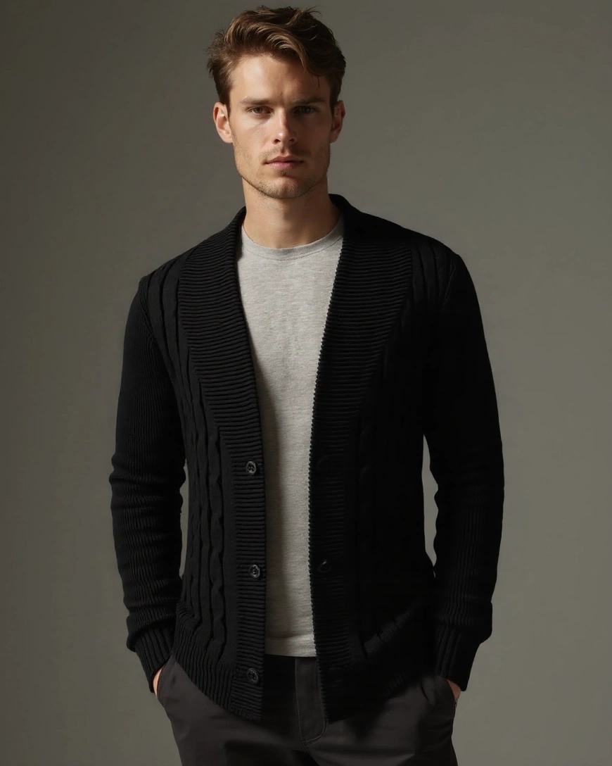 Noah | Olive Cable-Knit Cardigan