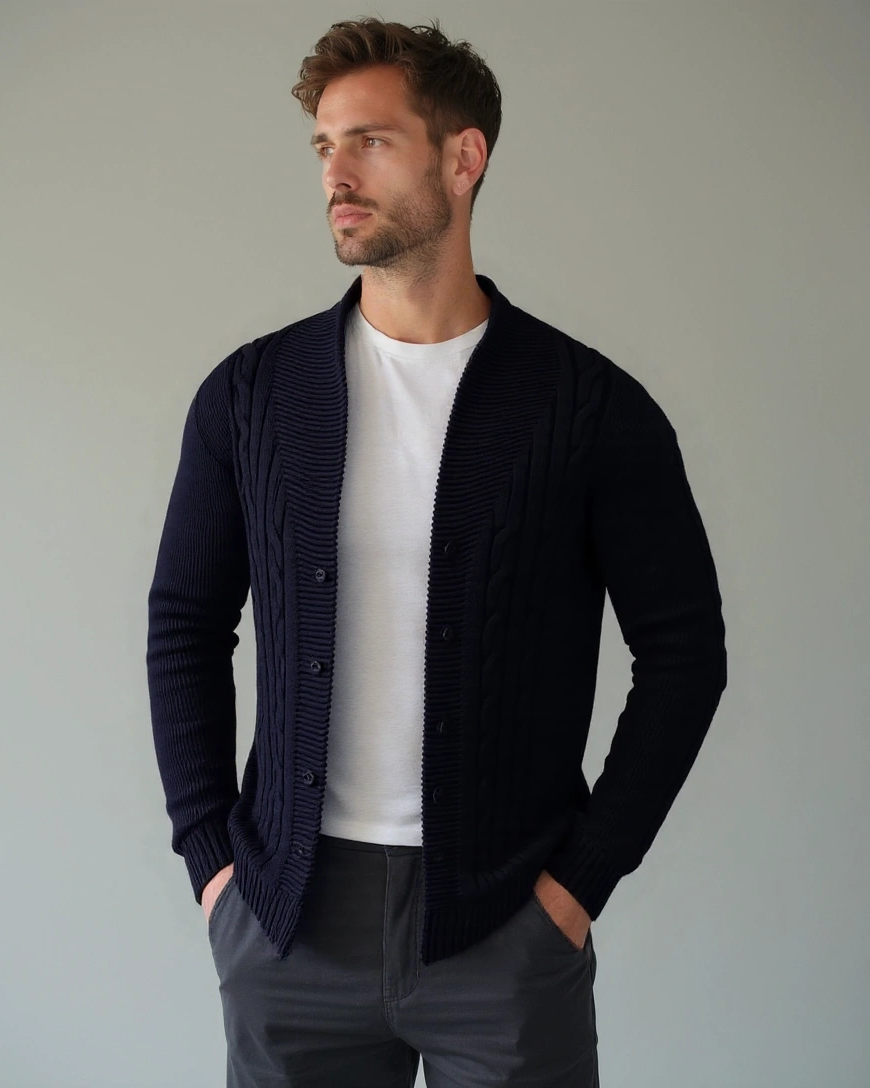 Noah | Olive Cable-Knit Cardigan