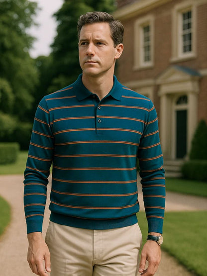 Noah | Long-Sleeve Striped Polo