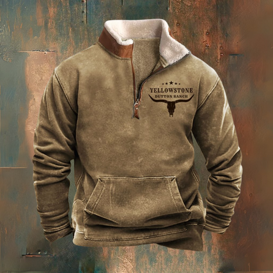 Noah | Brown Sherpa-Collar Half-Zip Fleece