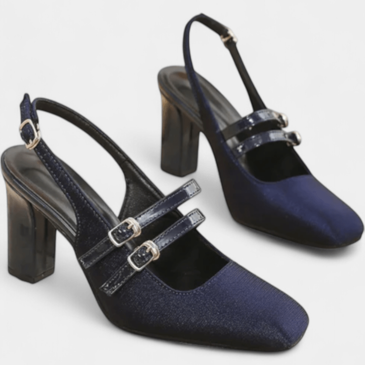 Nora | Black Multi-Strap Slingback Heels