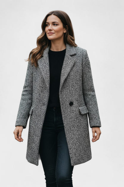 Olive | Grey Textured Long Coat