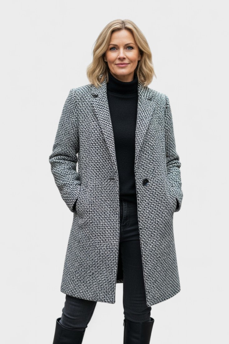Olive | Grey Textured Long Coat