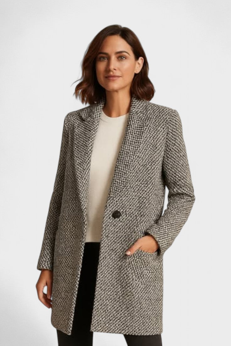 Olive | Grey Textured Long Coat