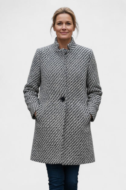 Olive | Grey Textured Long Coat