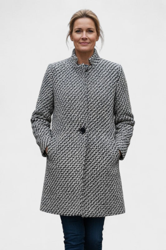 Olive | Grey Textured Long Coat