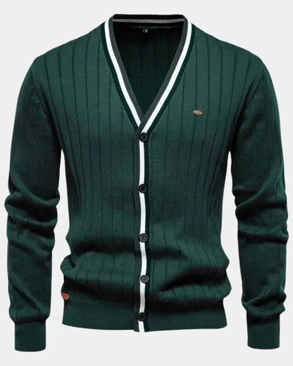 Oliver | Green V-Neck Button Cardigan