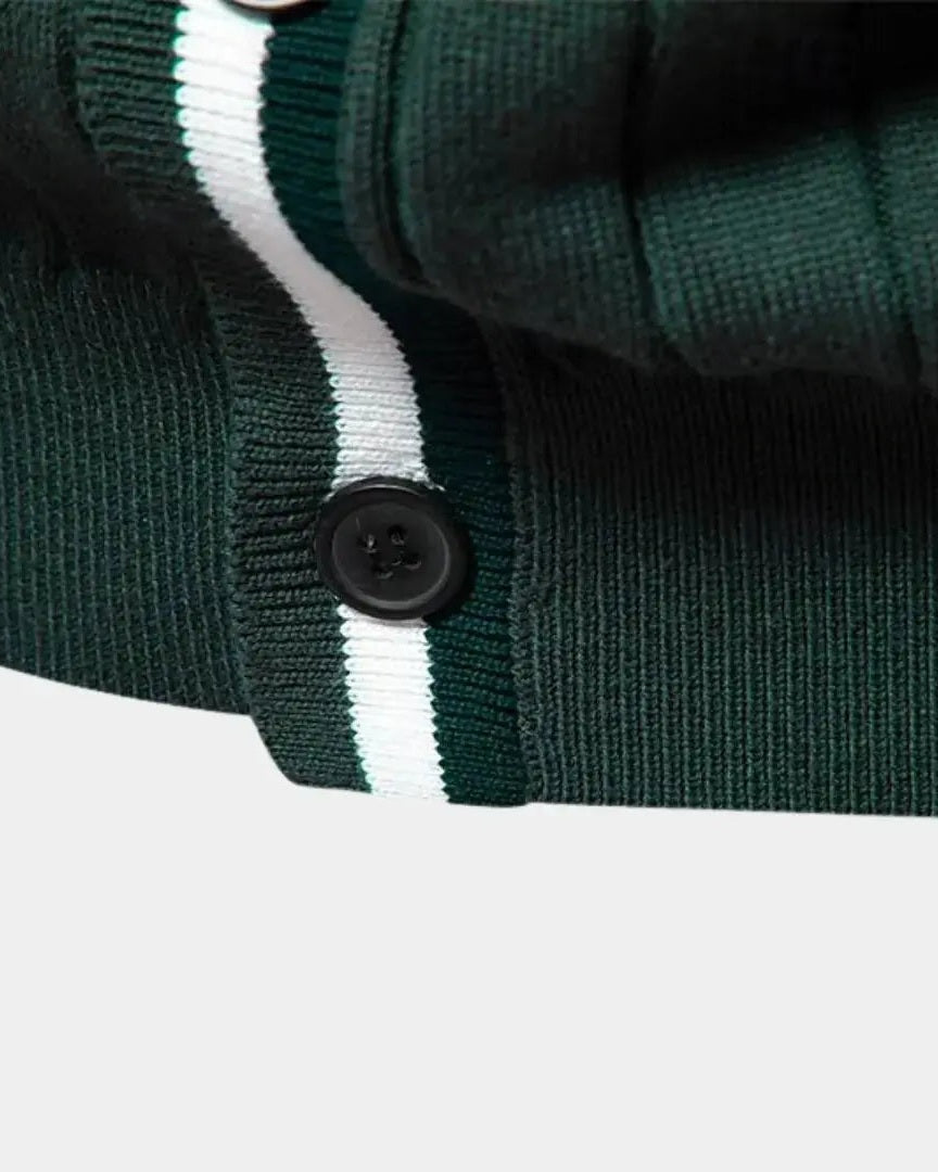 Oliver | Green V-Neck Button Cardigan