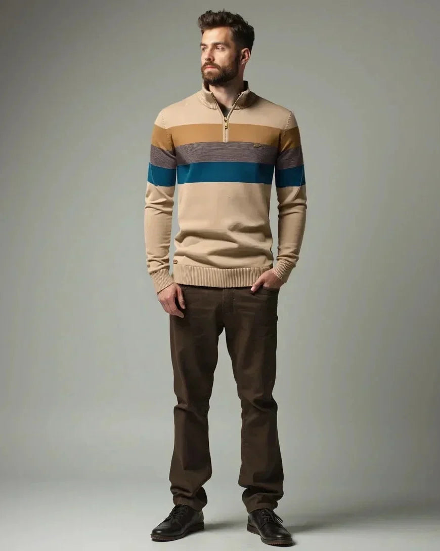 Oliver | Colour-Block Funnel-Neck Jumper