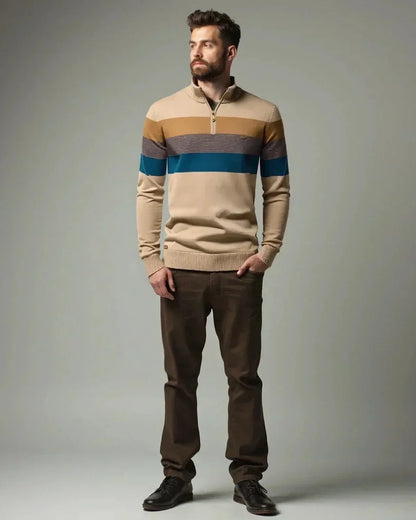 Oliver | Colour-Block Funnel-Neck Jumper