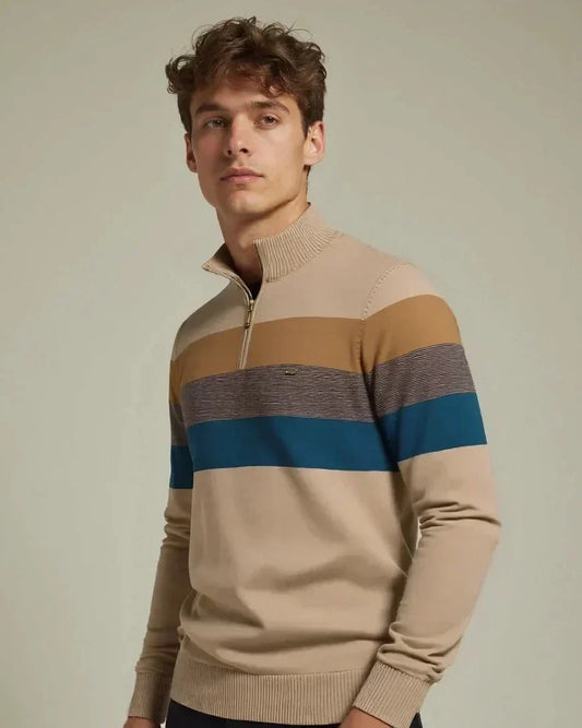 Oliver | Colour-Block Funnel-Neck Jumper