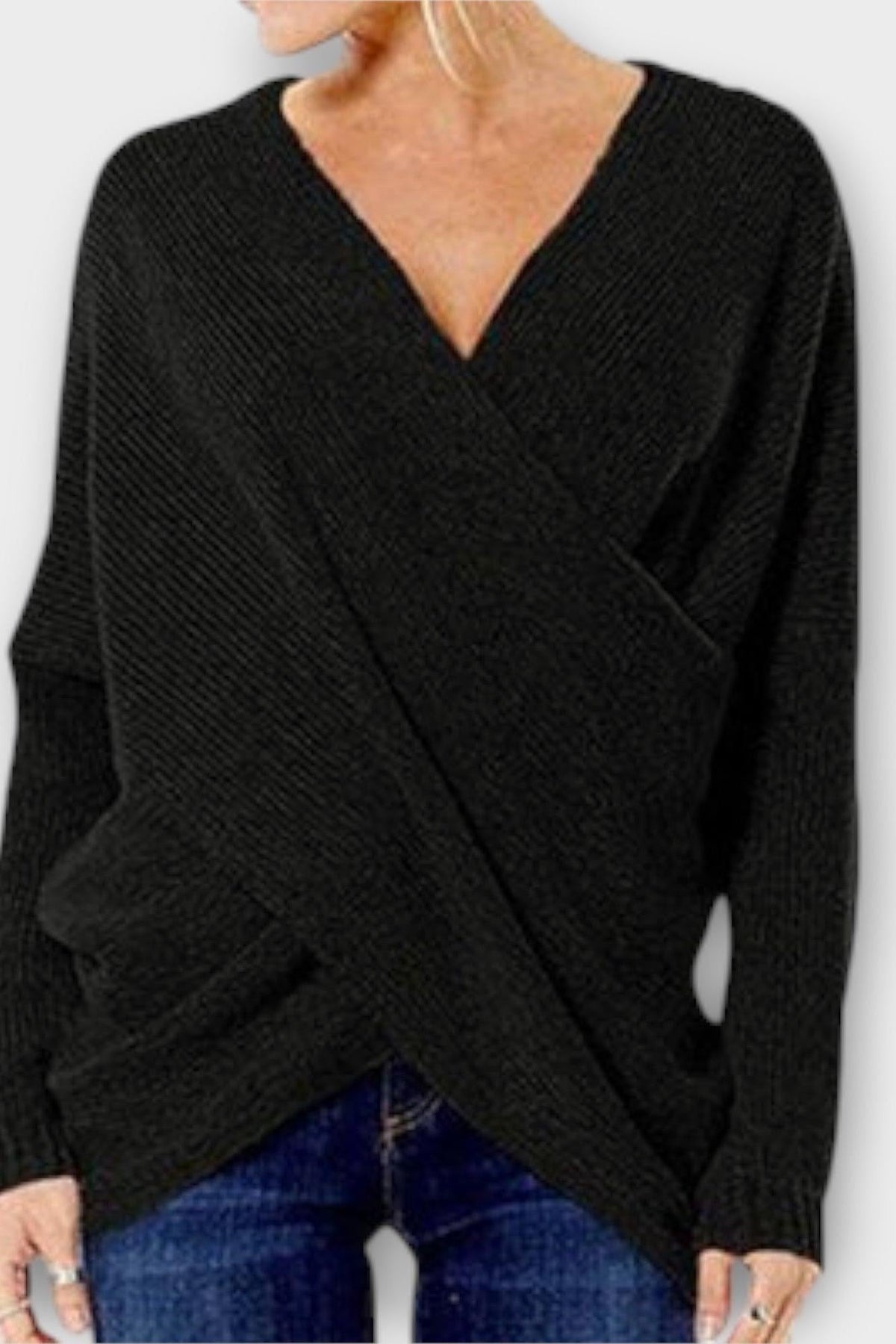 Olivia | Olive Wrap-Front V-Neck Jumper