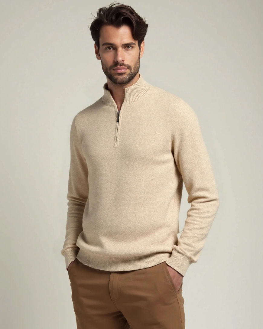 Oscar | Cream Half-Zip Jumper