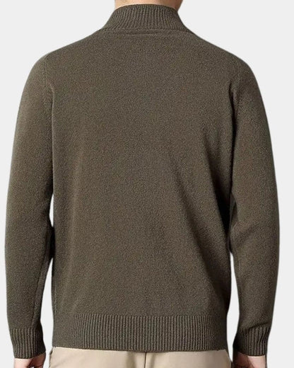 Oscar | Olive Zip-Front Knit Cardigan