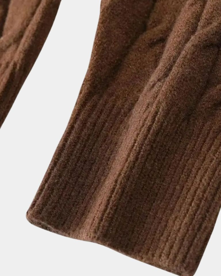 Patrick | Brown Cable-Knit Shawl Cardigan