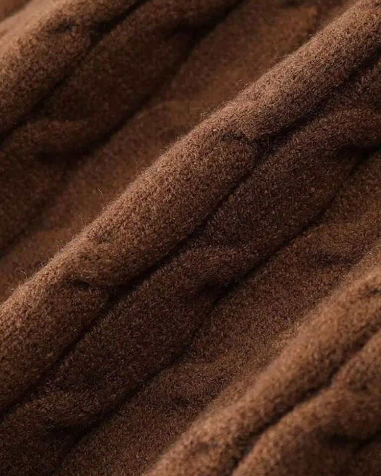 Patrick | Brown Cable-Knit Shawl Cardigan
