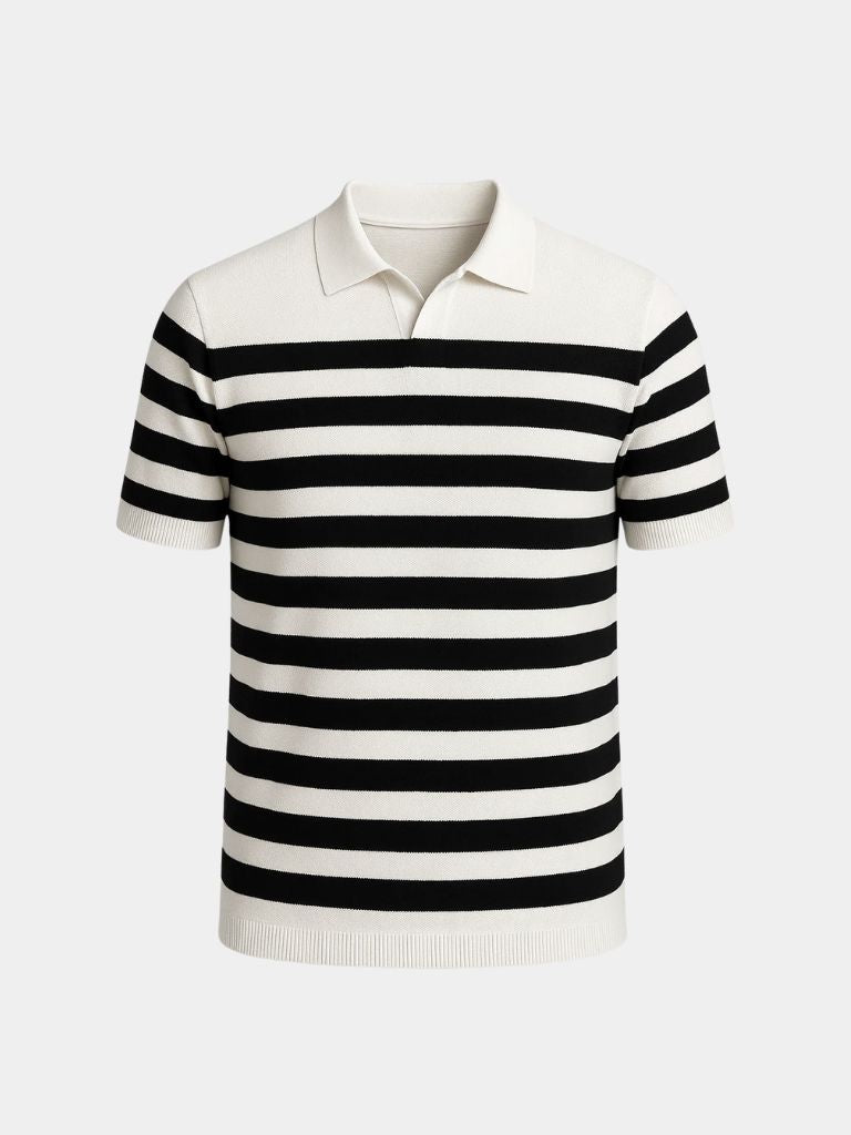 Patrick | Black and White Striped Polo