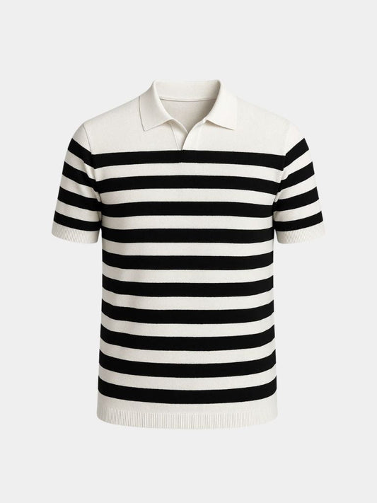 Patrick | Black and White Striped Polo