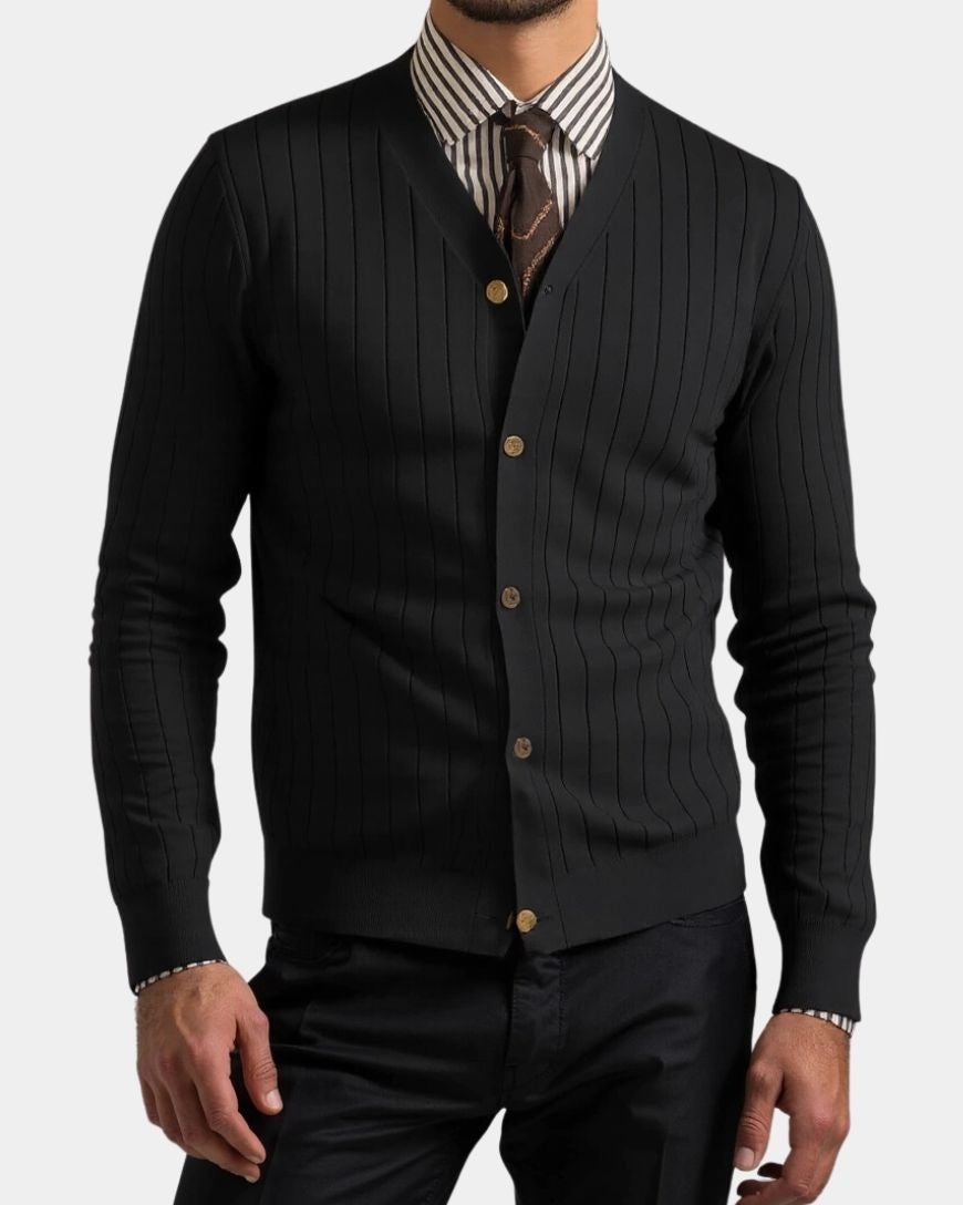 Peter | Black Button Knit Cardigan