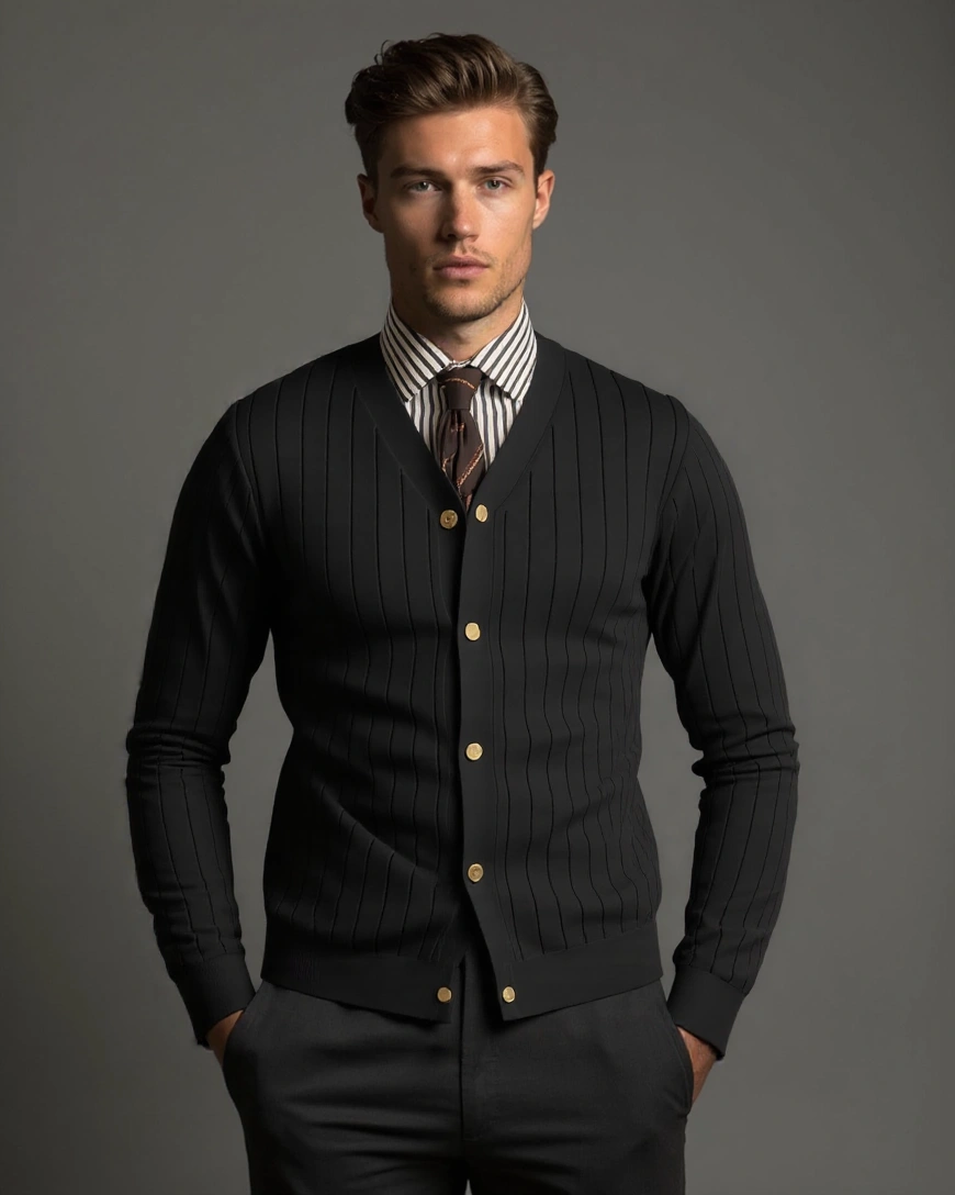 Peter | Black Button Knit Cardigan