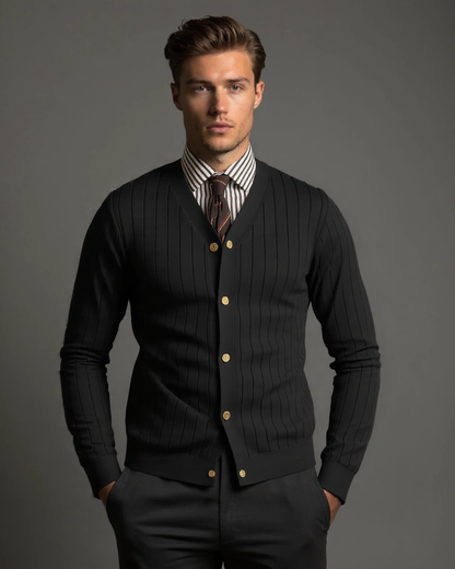 Peter | Black Button Knit Cardigan