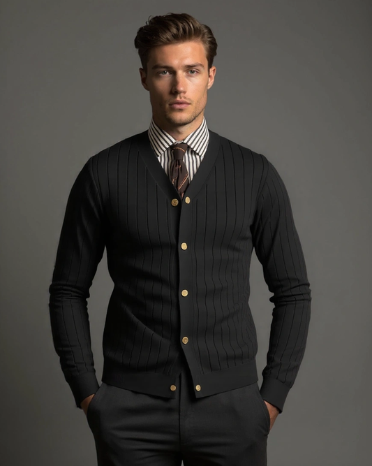 Peter | Black Button Knit Cardigan