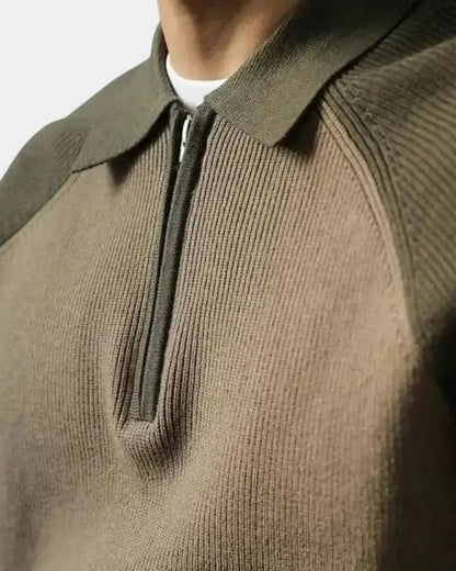 Peter | Taupe Raglan Half-Zip Jumper