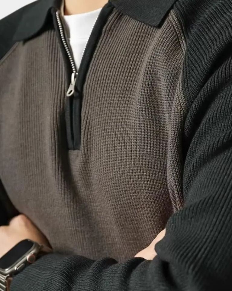 Peter | Taupe Raglan Half-Zip Jumper