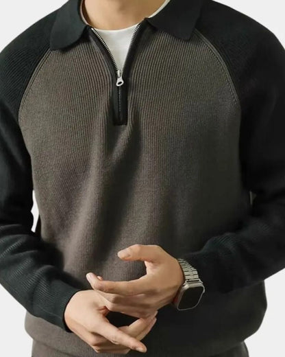 Peter | Taupe Raglan Half-Zip Jumper