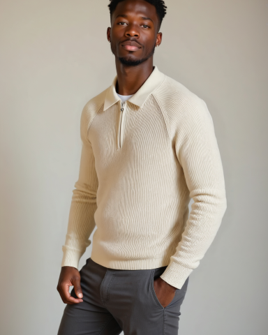 Peter | Taupe Raglan Half-Zip Jumper