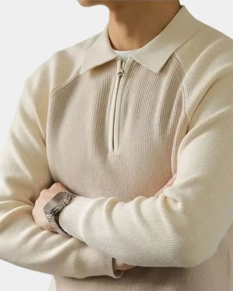 Peter | Taupe Raglan Half-Zip Jumper