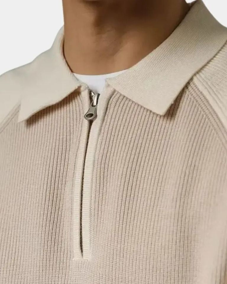 Peter | Taupe Raglan Half-Zip Jumper