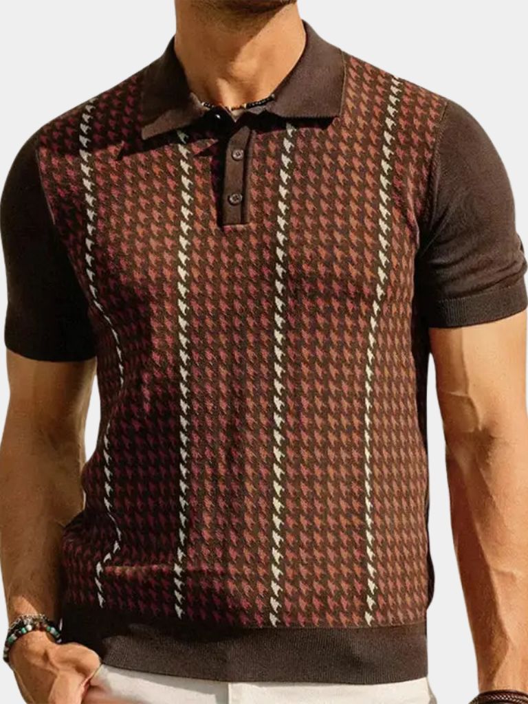 Philip | Brown Patterned Knit Polo