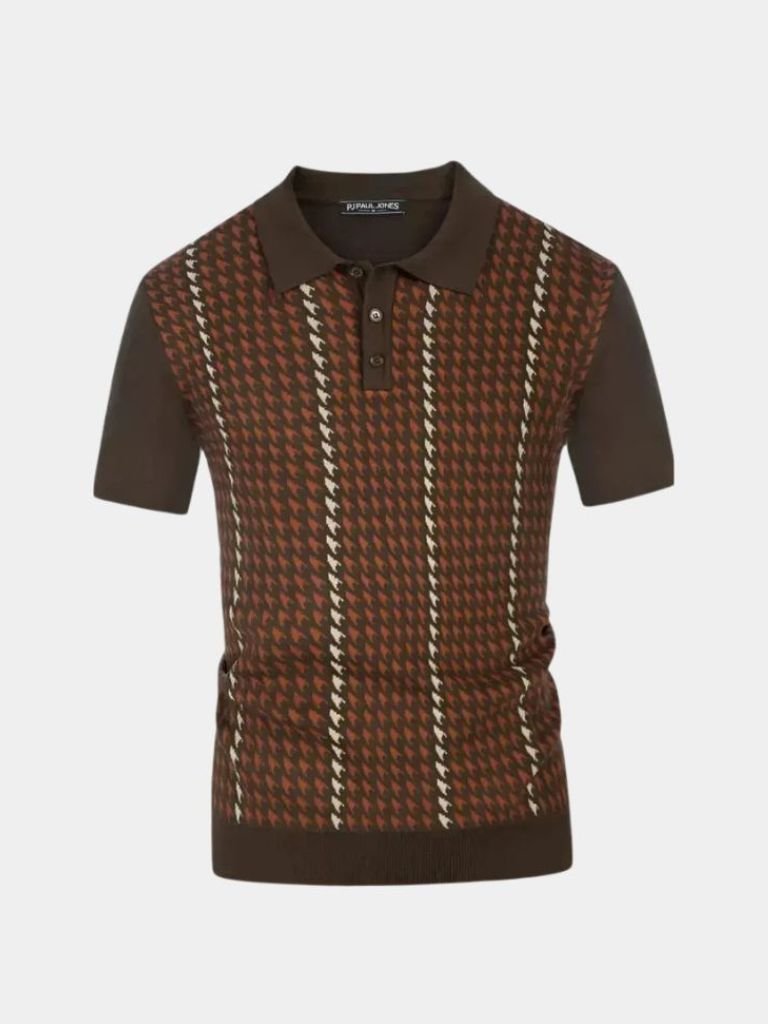 Philip | Brown Patterned Knit Polo
