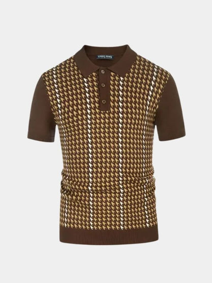 Philip | Brown Patterned Knit Polo