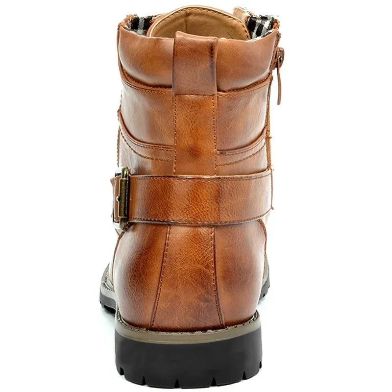 Fergus | Black Buckle Lace-Up Boots