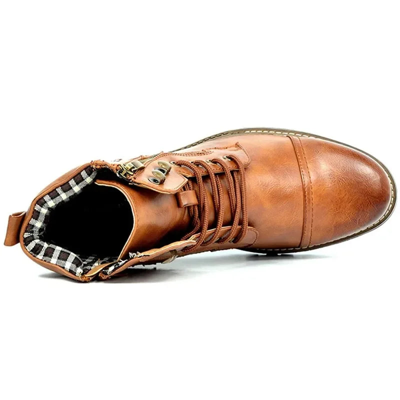 Fergus | Black Buckle Lace-Up Boots