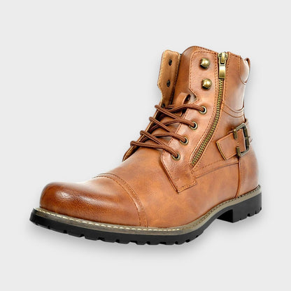 Fergus | Black Buckle Lace-Up Boots
