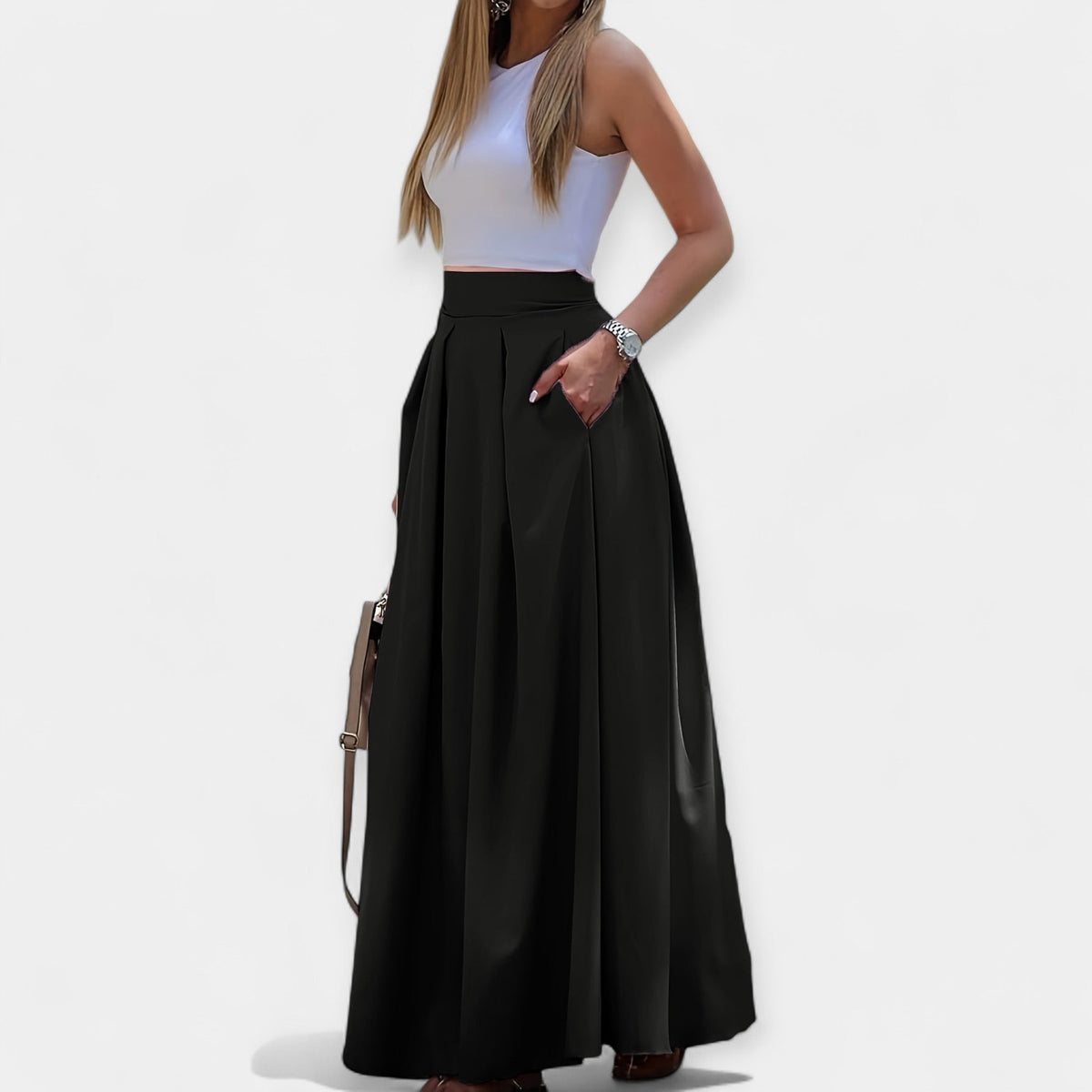 Phoebe | Pink Wide-Leg Maxi Skirt