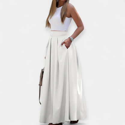 Phoebe | Pink Wide-Leg Maxi Skirt
